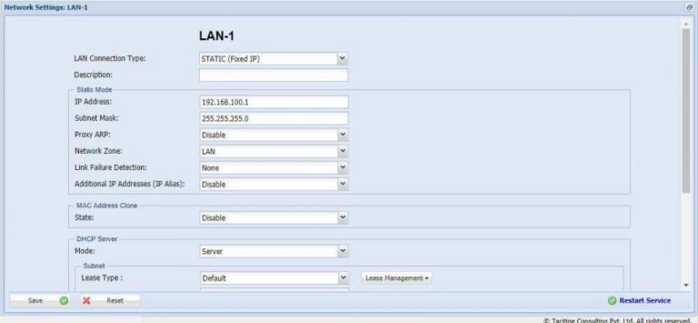 Tacitine Router How to configure the Lan – Tacitine Knowledge Cares